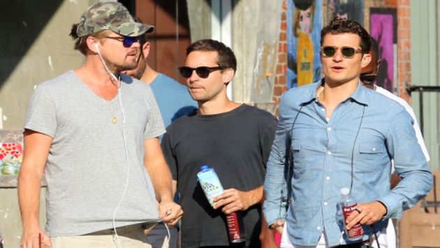 Leonardo DiCaprio, Orlando Bloom y Tobey Maguire pasearon juntos por Nueva York (People)