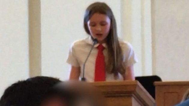 Savannah, la niña de 12 años que reveló ante su iglesia mormona que es lesbiana. (CNN)