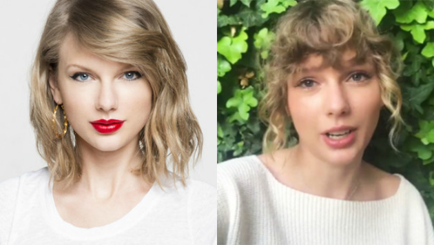 Taylor Swift sorprendió al aparecer con un look al natural (Composición)