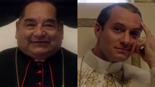 Jude Law y Ramón García conversan es español en la teleserie 'The Young Pope'. (FoxPremium)