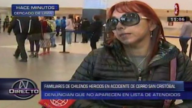 Los familiares de los turistas chilenos fallecidos en accidente del cerro San Cristobal ya están en Lima. (Captura de video)
