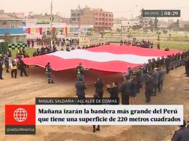 Mañana izarán la bandera más grande del Perú en Comas (América TV)
