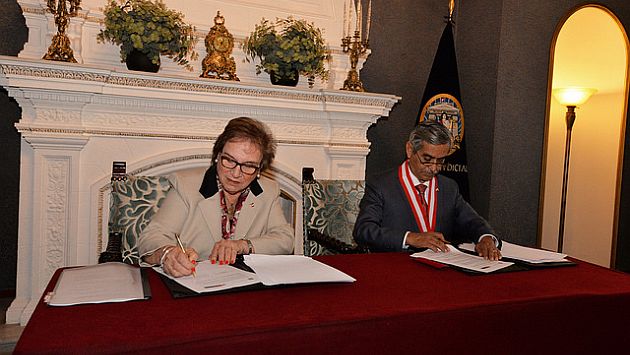 Ministerio de la Mujer firma convenio con el Poder Judicial. (Difusión)