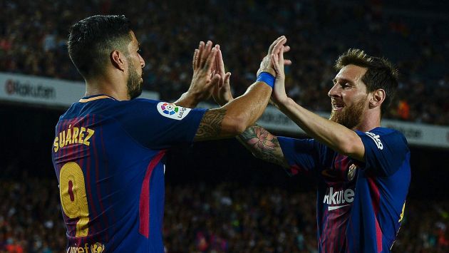 Lionel Messi y Luis Suárez afrontaron el primer duelo azulgrana tras la salida de Neymar al PSG. (AFP)