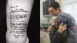 Joven se tatúa una carta escrita por su abuela con Alzheimer [FOTOS Y VIDEO]