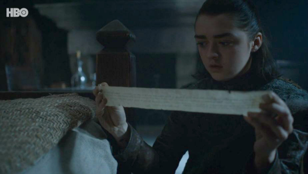 'Game of Thrones': ¿Qué decía el mensaje que Arya leyó en el último capítulo? (HBO)